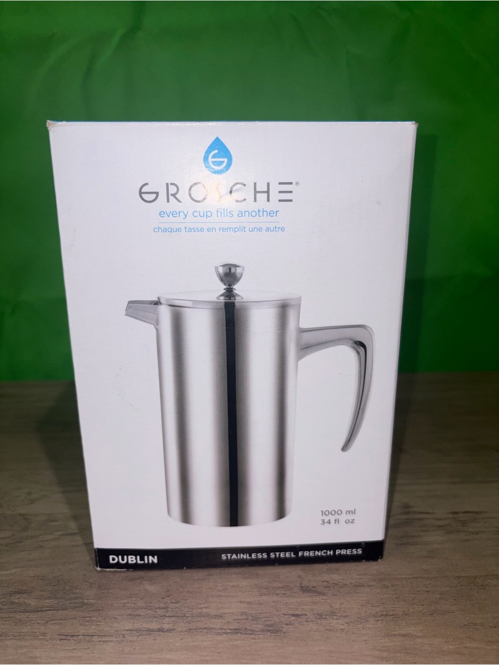 🆕💜GROSCHE Dublin 34oz Double Wall Stainless Steel French Press Coffee Maker